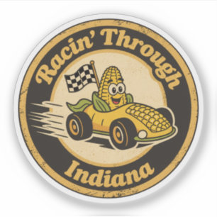 Lustiges Vintage-Indiana-Mais-Rennwagen Retro Aufkleber