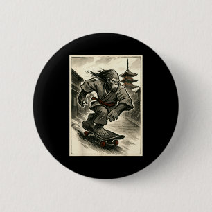 Lustiges Vintage-Japanisches Ukiyo-e Art Graphic T Button