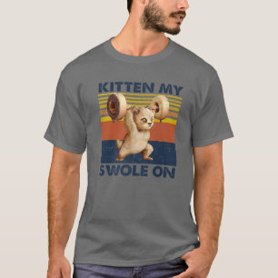 Lustiges Vintage-Katze-Hanteltraining-Kätzchen Mei T-Shirt