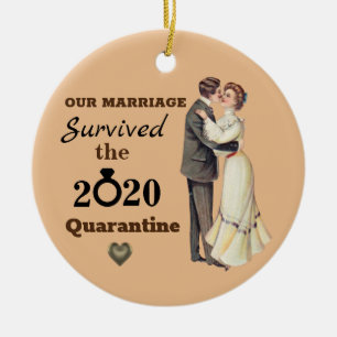 Lustiges Vintage-Paar Ehe 2020 Quarantäne Keramik Ornament