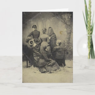 Lustiges Vintage-Porträt einer viktorianischen Fam Karte