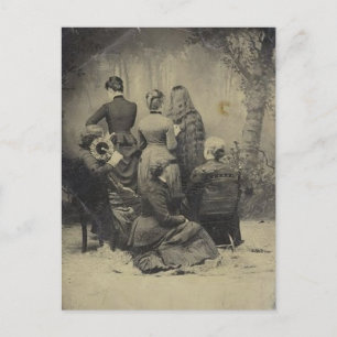 Lustiges Vintage-Porträt einer viktorianischen Fam Postkarte