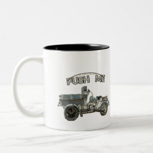 Lustiges Vintage-Push-Me-Motorrad Zweifarbige Tasse