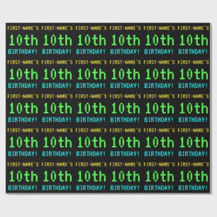 Lustiges Vintage/Retro-Videospiel-Look zum 10. Geb Geschenkpapier