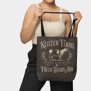 Lustiges Vintage-Rindfleischfarm-Witz-Schild Braun Tasche