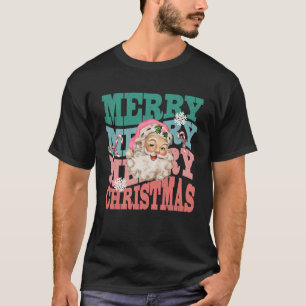 Lustiges Vintage-Rosa-Weihnachtsmann-Frohe-Weihnac T-Shirt