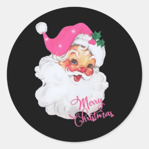 Lustiges Vintage-Rosa-Weihnachtsmann-Rosa-Christma Runder Aufkleber