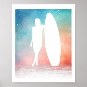 Lustiges Vintage-Surf-Design für Frauen Surfen Mäd Poster