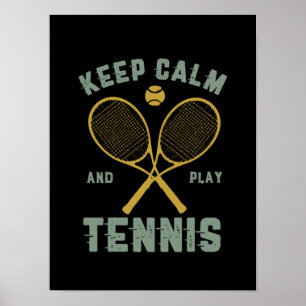 Lustiges Vintage-Tennis-Zitat Bleib ruhig und spie Poster
