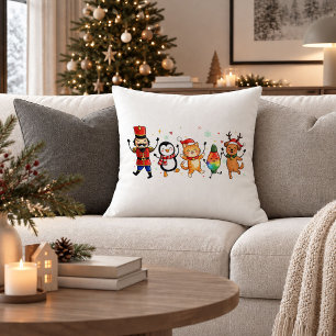 Lustiges Vintage-Weihnachts-Doodle-Akzent-Kissen-D Kissen