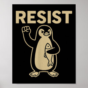Lustiges Vintage-Widerstand-Pinguin-Aktivismus-Gra Poster