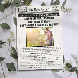Lustiges Vintage-Zeitungsfoto 2. Baby-Sprinkle Einladung