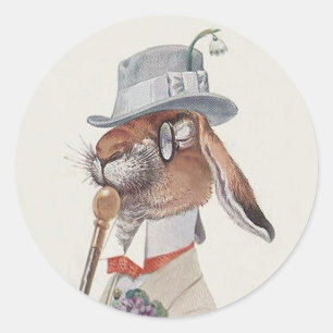 Lustiges Vintages Häschen-Kaninchen - Runder Aufkleber