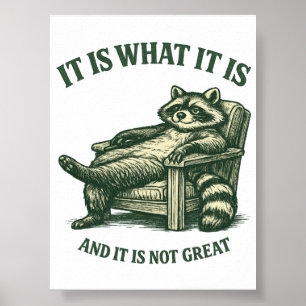 Lustiges Waschbär-Meme-Druckbild zum digitalen Dow Poster
