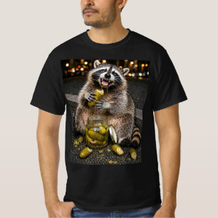 Lustiges Waschbär- Pickles essendes Meme-T-Shirt T-Shirt