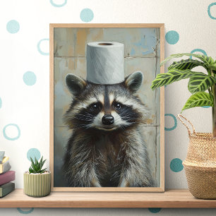 Lustiges Waschbär-Toilettenpapier-Poster Poster