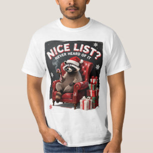 Lustiges Waschbär-Weihnachts-Shirt Unartige Liste  T-Shirt