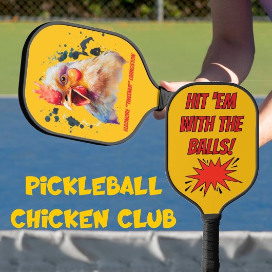 Lustiges Wasserfarben-Huhn Personalisiert Pickleball Schläger