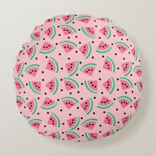Lustiges Wassermelonenscheiben-Muster Sommer-Vibes Rundes Kissen (Vorderseite)