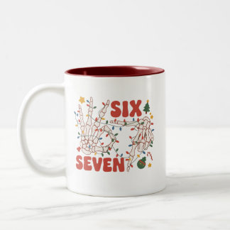 Lustiges Weihnachten 67 Skelett Hand Sechs Sieben Zweifarbige Tasse