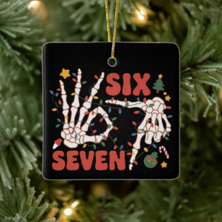 Lustiges Weihnachten 67 Skeletthand Six Seven Chri Keramikornament