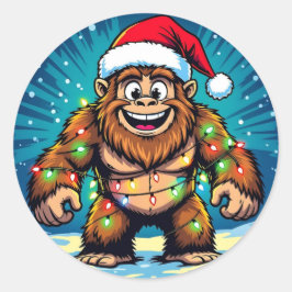 Lustiges Weihnachten Bigfoot Sasquatch Runder Aufkleber