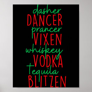 Lustiges Weihnachten Dasher Dancer Prancer Vixen W Poster