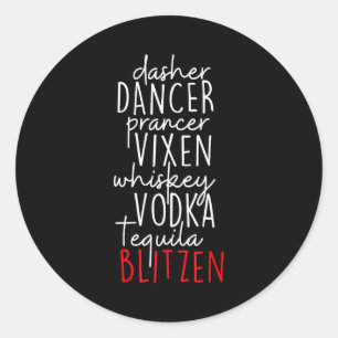 Lustiges Weihnachten Dasher Dancer Prancer Vixen W Runder Aufkleber