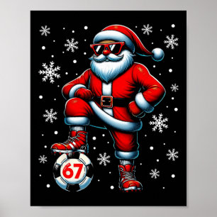 Lustiges Weihnachten Fußball Cool Santa Claus 6 7  Poster