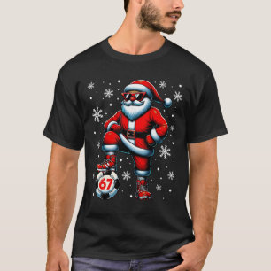 Lustiges Weihnachten Fußball Cool Santa Claus 6 7  T-Shirt