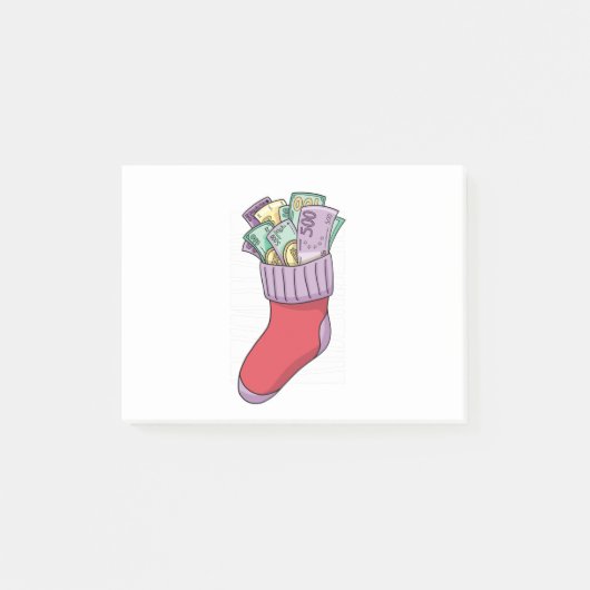 Lustiges Weihnachten Geld Socken Geschenk Post-it Klebezettel (Vorderseite)