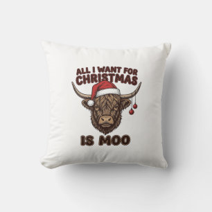 Lustiges Weihnachten Highland Kuh Moo Shirt Design Kissen