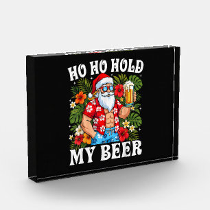 Lustiges Weihnachten Ho Ho Halt Mein Bier Santa Fotoblock