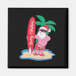 Lustiges Weihnachten im Juli Santa Claus surft auf Magnet
