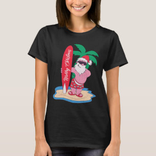 Lustiges Weihnachten im Juli Santa Claus Surft auf T-Shirt