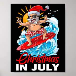 Lustiges Weihnachten im Juli Santa Surft Sommerstr Poster