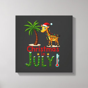 Lustiges Weihnachten im Juli-Shirt Santa Giraffe P Leinwanddruck