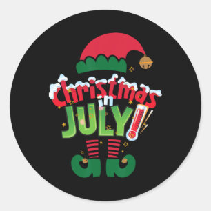 Lustiges Weihnachten im Juli-Shirt Sommer Elf Sant Runder Aufkleber