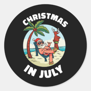 Lustiges Weihnachten im Juli-Shirt Sommer-Santa am Runder Aufkleber