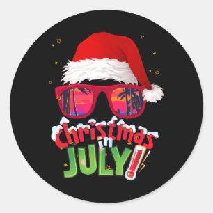 Lustiges Weihnachten im Juli-Shirt Sommer-Santa-So Runder Aufkleber