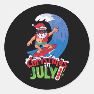 Lustiges Weihnachten im Juli-Shirt Sommer Santa Su Runder Aufkleber