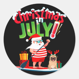 Lustiges Weihnachten im Juli-Shirt Sommer Strand Runder Aufkleber