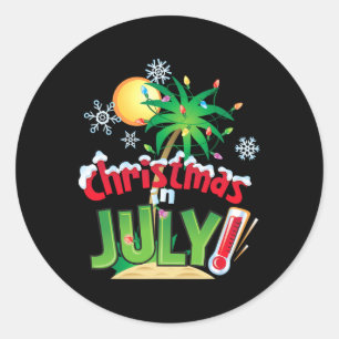 Lustiges Weihnachten im Juli-Shirt Sommer Strandfe Runder Aufkleber