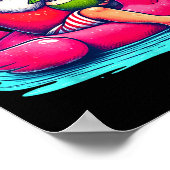 Lustiges Weihnachten im Juli Sommer Flamingo Float Poster (Ecke)