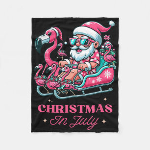 Lustiges Weihnachten im Juli Sommer Santa Flamingo Fleecedecke