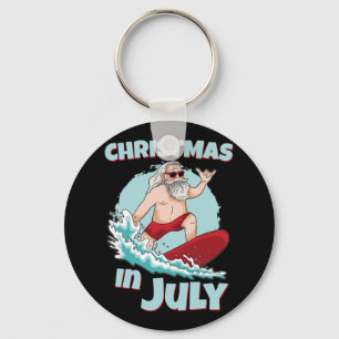 Lustiges Weihnachten im Juli Sommer Santa Surfen S Schlüsselanhänger