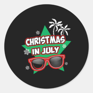 Lustiges Weihnachten im Juli Weihnachtsmann Sommer Runder Aufkleber