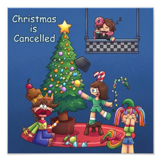 Lustiges Weihnachten ist abgesagt Chibi Charaktere Fotodruck