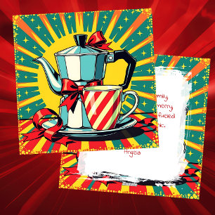 Lustiges Weihnachten, Kaffee und Panik Pop-Art Hum Feiertagskarte