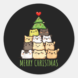 Lustiges Weihnachten Katzenliebe-Shirt _ Süße Katz Runder Aufkleber